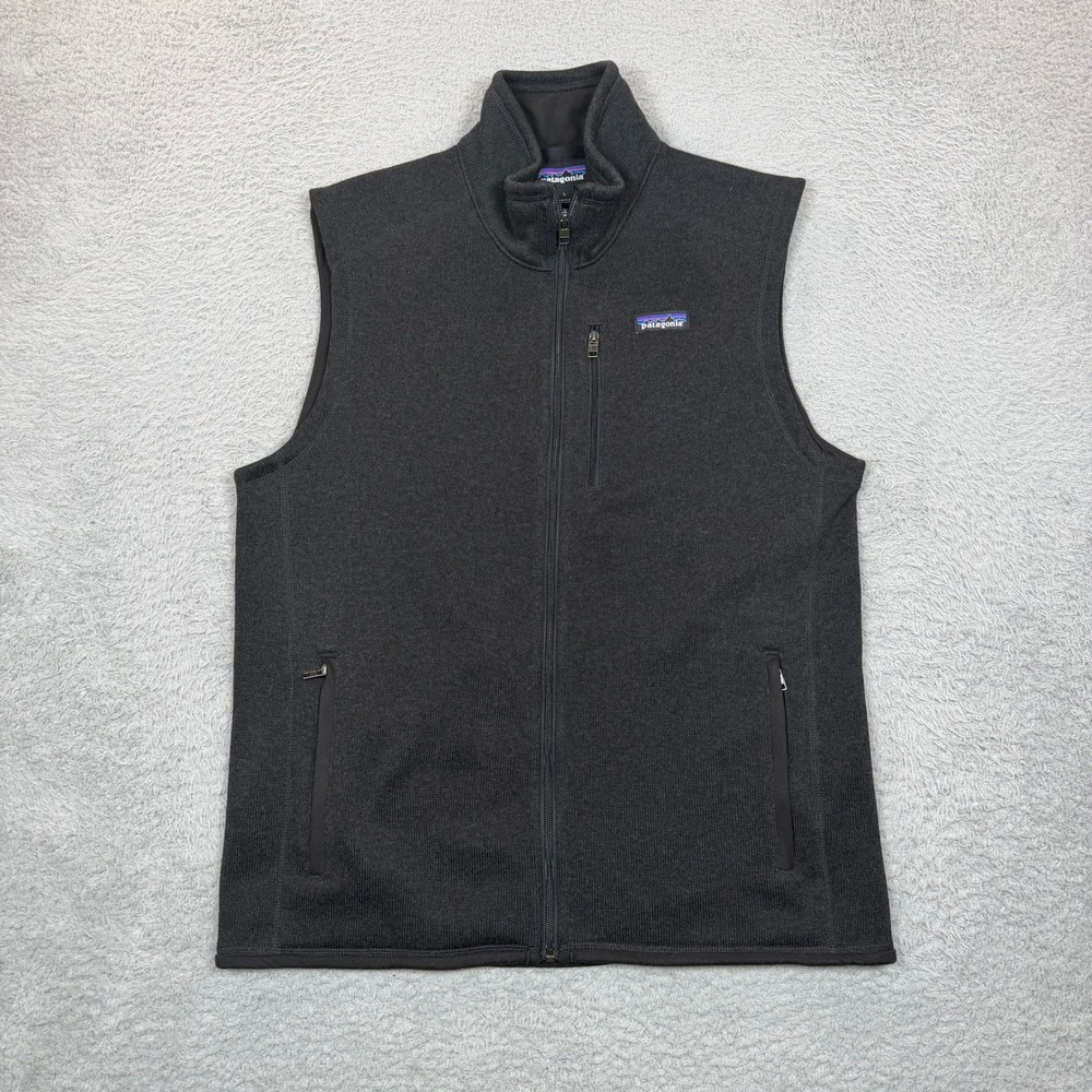 Patagonia Better Sweater Vest Mens Large Black Charcoal Gray Full Zip Fleece L